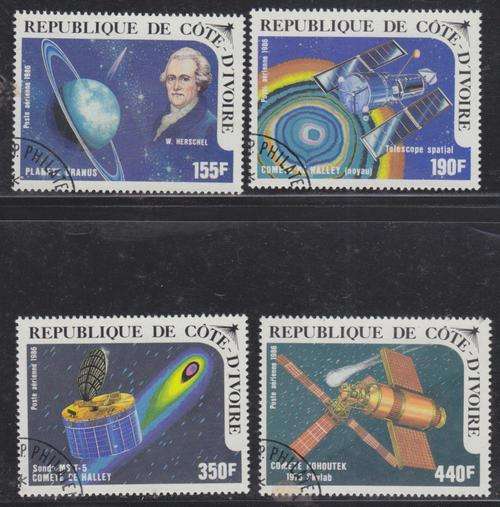 4 BEAUTIFUL THEMATIC STAMPS - SPACE - IVORY COAST