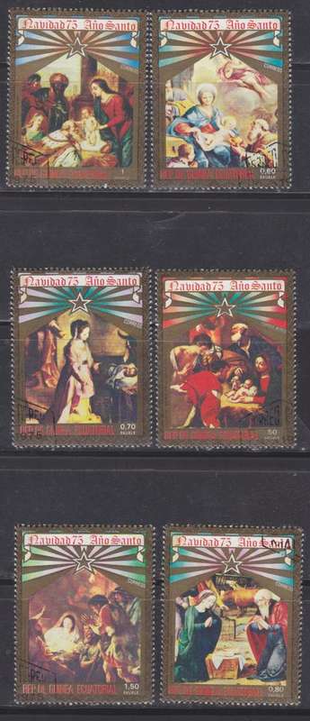 6 BEAUTIFUL THEMATIC STAMPS - CHRISTMAS 1975 - EQUATORIAL GUINEA