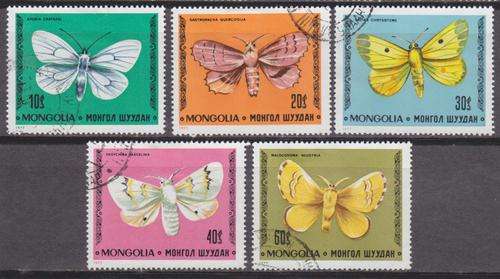 5 BEAUTIFUL THEMATIC STAMPS - BUTTERFLIES & MOTHS - MONGOLIA