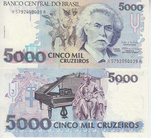 BRAZIL 5000 CRUZEIROS 1992 P 232 UNC