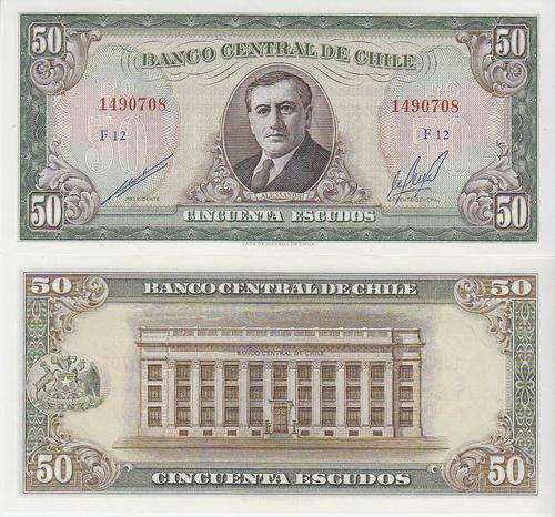 CHILE P140b 1973-75 50 ESCUDOS UNC