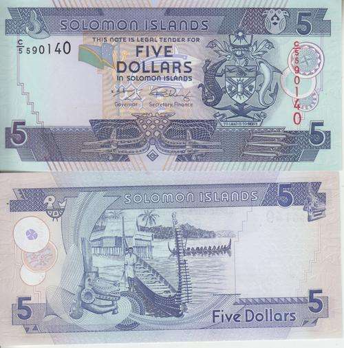 SOLOMON ISLANDS 5 DOLLARS 2004 (2011) P 26 C/5 PREFIX UNC