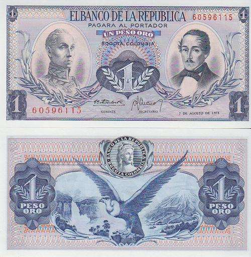 COLOMBIA 1 PESO ORO P404e 1973  UNC