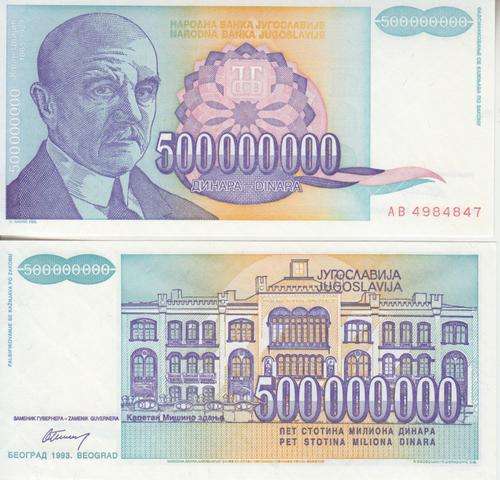 YUGOSLAVIA 500,000,000 DINARA 1993 P 134 XF