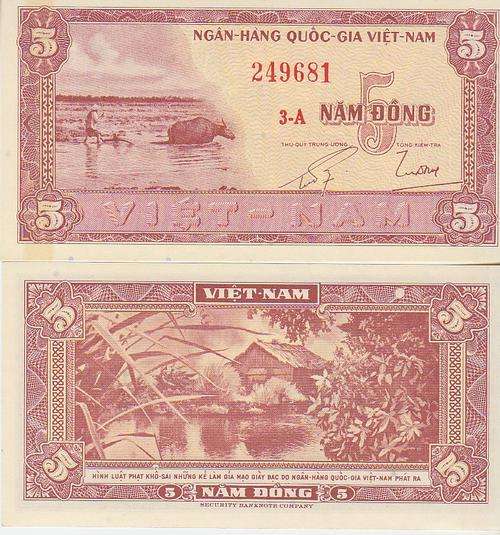 SOUTH VIETNAM 5 DONG 1955 P 13 AUNC