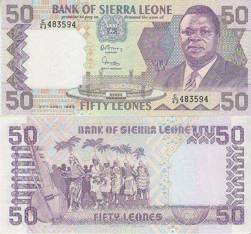 SIERRA LEONE 50 LEONE 1989 P 17 UNC