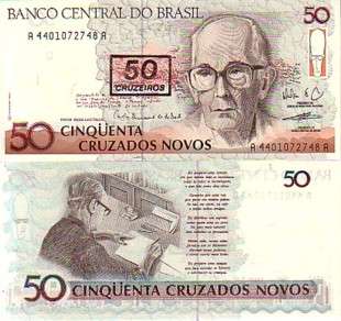 BRAZIL 50 CRUZEIADOS 1990 P 223 UNC