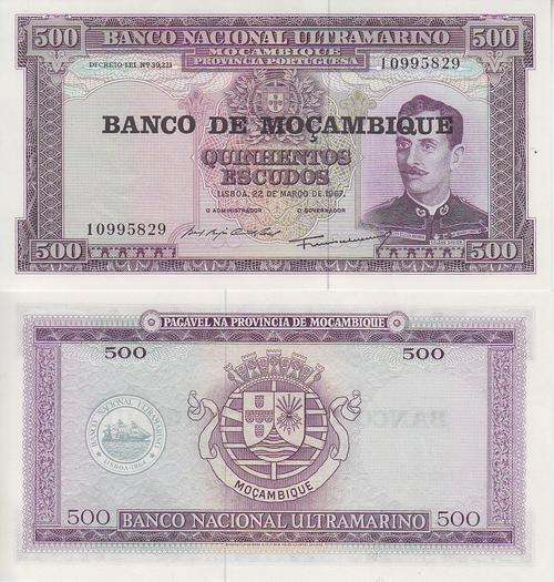 MOZAMBIQUE 500 ESCUDOS 1967-76 P 118 UNC