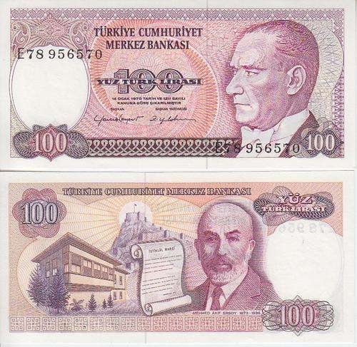 TURKEY 7 EMS 100 TL 1984  p.194b UNC