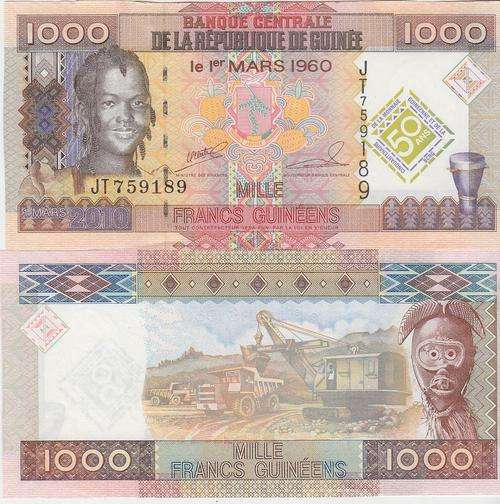 GUINEA 1000 FRANCS 2010 UNC COMMEMORATIVE