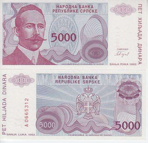 BOSNIA HERZEGOVINA 5000 D. 1993 P149 UNC