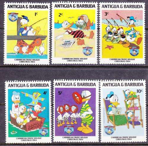6 DISNEY STAMPS - CARIBBEAN CRUISE HOLIDAY-CHRISTMAS 1984 - ANTIGUA & BARBUDA - MNH