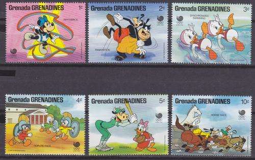 6  DISNEY STAMPS - DISNEY CHARACTERS - OLYMPICS SEOUL 1988 GRENADA GRENADINES - MNH