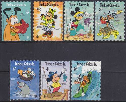 7 DISNEY STAMPS - INTERNATIONAL YEAR OF THE CHILD 1979 - TURKS & CAICOS ISLANDS - MNH