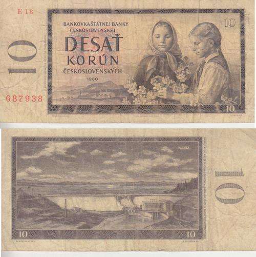 CZECHOSLOVAKIA 10 KORUN 1960 P88b VF