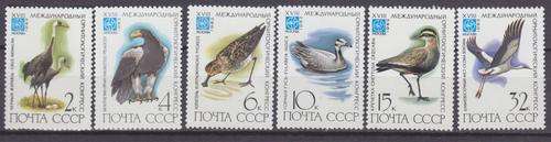 6 BEAUTIFUL THEMATIC STAMPS - BIRDS - RUSSIA MNH