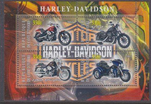 BEAUTIFUL THEMATIC MINISHEET - HARLEY-DAVIDSON - IVORY COAST 2013