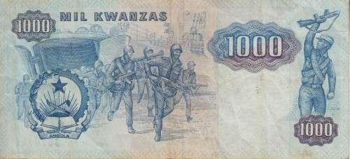 ANGOLA 1000 KWANZA P121a 1984 SIGN 14 VF