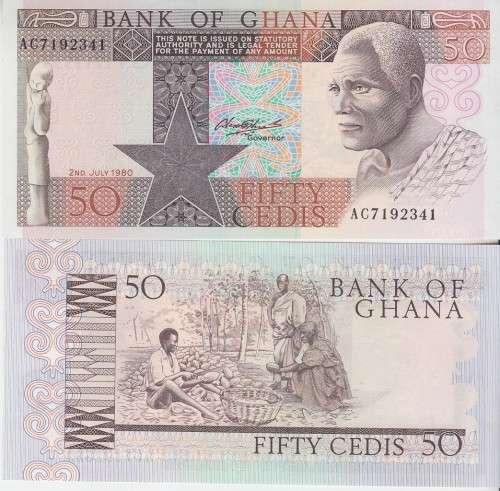 GHANA 50 CEDIS  P22 1980 UNC