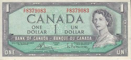 CANADA 1 DOLLARS 1972/3 P75c VF