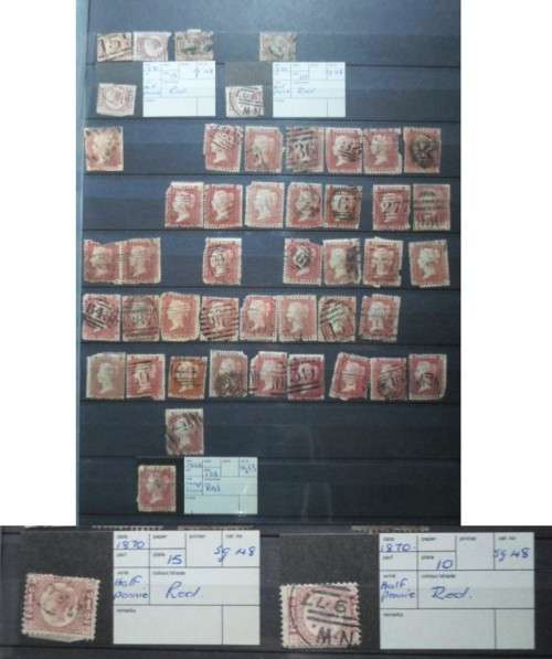 EARLY GREAT BRITAIN STAMPS IN BEAUTIFUL STOCK ALBUM - PENNY REDS, PENNY BLUES ETC