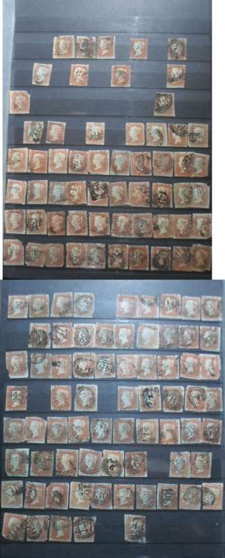 EARLY GREAT BRITAIN STAMPS IN BEAUTIFUL STOCK ALBUM - PENNY REDS, PENNY BLUES ETC