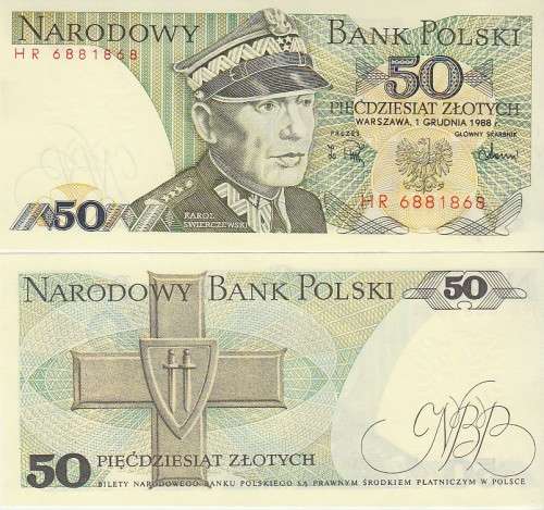 POLAND 50 ZLOTYCH 1988 P142c UNC
