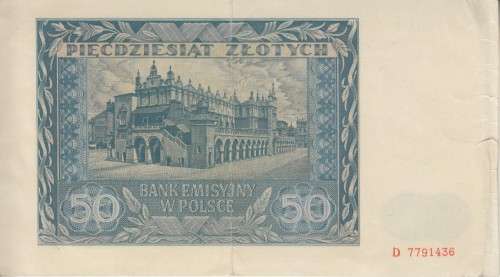 WORLD WAR 2 - POLAND 50 ZLOTYCH 1941 P102 F