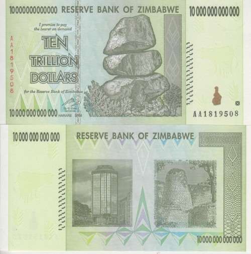 ZIMBABWE 10 TRILLION DOLLARS - 2008 - P88 UNC