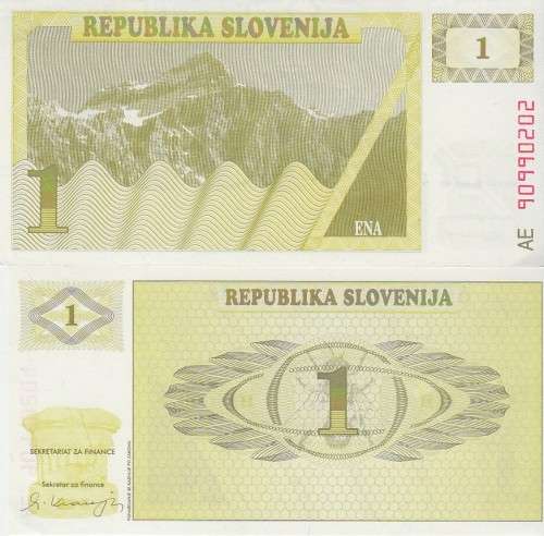 SLOVENIA 1 TOLAR 1990 P1 UNC