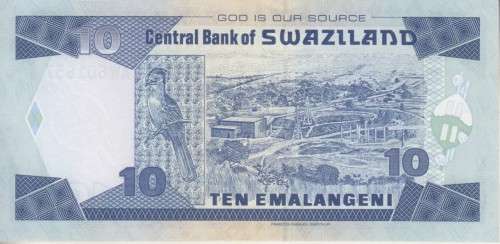 SWAZILAND 10 EMALANGENI 2001(GOD IS OUR SOURCE) P29 UNC