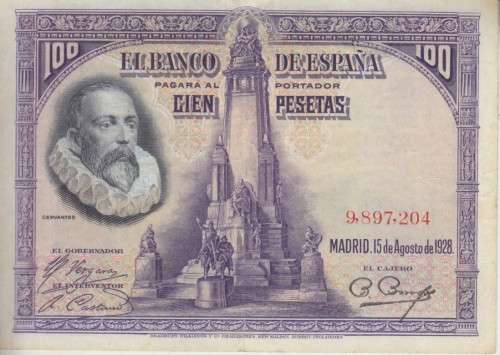 SPAIN 100 PESETAS 1928 P76 VF