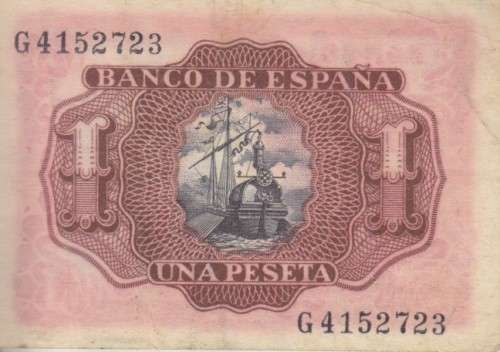 SPAIN 1 PESETA 1953 P144 XF