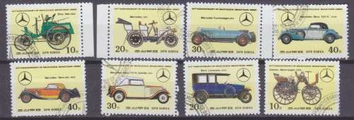 8 BEAUTIFUL THEMATIC STAMPS - CARS - MERCEDES HISTORY - N.KOREA