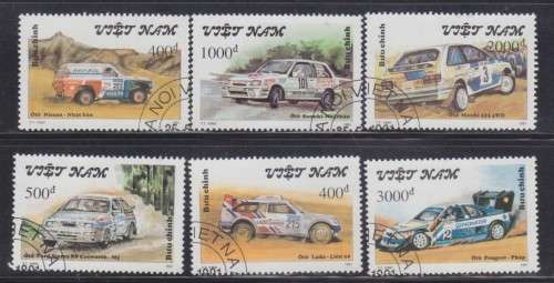 6 BEAUTIFUL THEMATIC STAMPS - RALLY CARS - VIETNAM