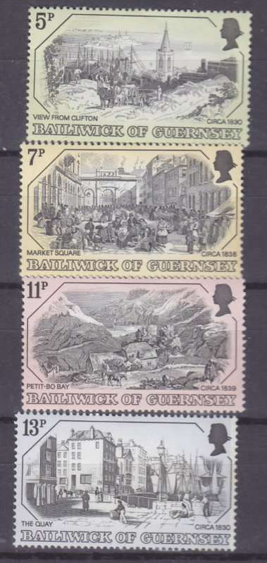 4 BEAUTIFUL THEMATIC STAMPS -19TH CENTURY PRINTS  - BAILIWICK OF GUERNSEY 1974 - 1978 - MNH
