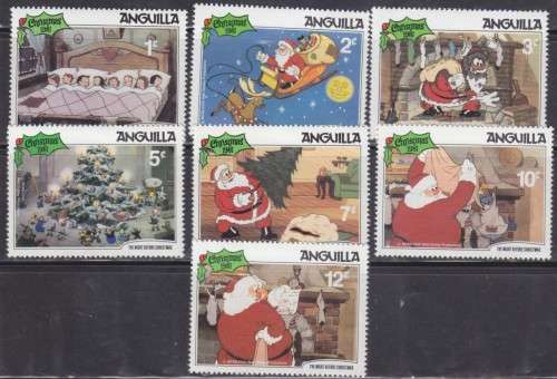 7 ANGUILLA DISNEY STAMPS - THE NIGHT BEFORE CHRISTMAS - CHRISTMAS 1981 - MINT