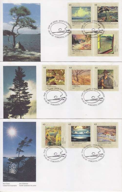 3 CANADA FDC 1995 - GROUP OF 7 - CANADIAN ART