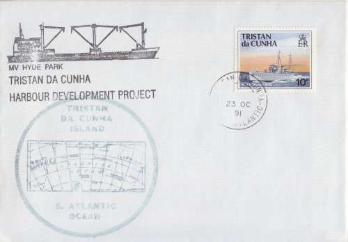 TRISTAN DA CUNHA cover - MV HYDE PARK - HARBOUR DEVELOPMENT PROJECT 1991