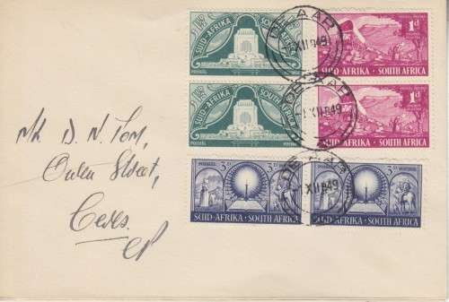 UNION OF SOUTH AFRICA FDC - INAUGURATION OF VOORTREKKER MONUMENT - POSTMARK: 1 DEC. 1949 DE AAR