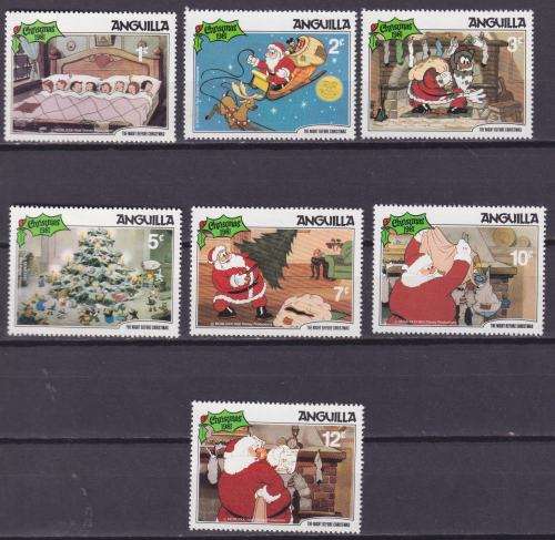 7  DISNEY STAMPS - THE NIGHT BEFORE CHRISTMAS -  CHRISTMAS 1981 - ANGUILA