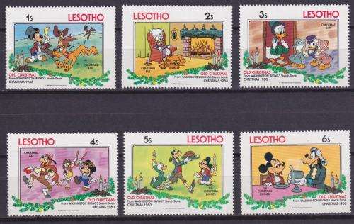 6 DISNEY STAMPS - OLD CHRISTMAS - CHRISTMAS 1983 - LESOTHO