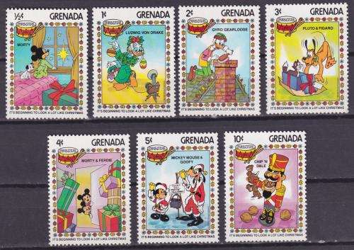 7 DISNEY STAMPS - IT`S BEGINNING TO LOOK A LOT LIKE CHRISTMAS - CHRISTMAS 1983 - GRENADA