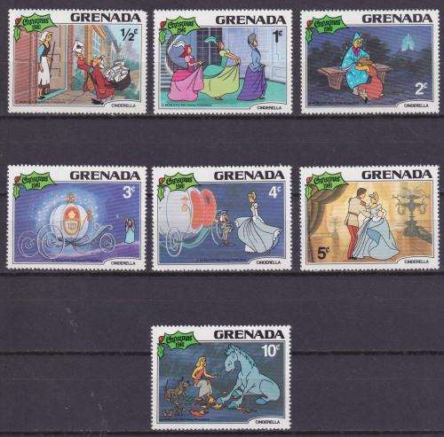 7 DISNEY STAMPS - CINDERELLA - CHRISTMAS 1981 - GRENADA