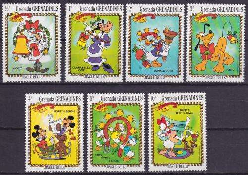 7 DISNEY STAMPS - DISNEY CHARACTERS - CHRISTMAS 1983 - GRENADA GRENADINES