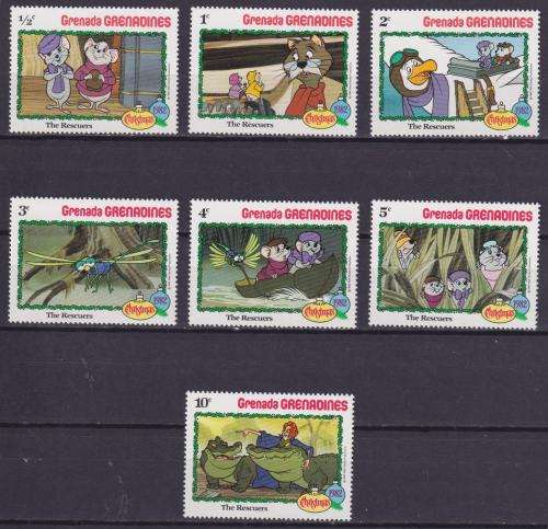 7 DISNEY STAMPS - THE RESCUERS - CHRISTMAS 1982 - GRENADA GRENADINES