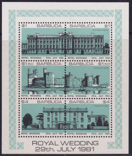 BARBUDA MINISHEET - 1981 CHARLES and DIANA - ROYAL WEDDING - BUCKINGHAM PALACE