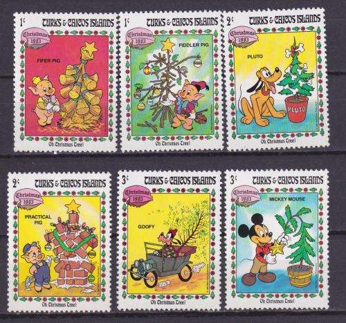 6  DISNEY STAMPS - CHRISTMAS 1983 - TURKS and CAICOS ISLANDS