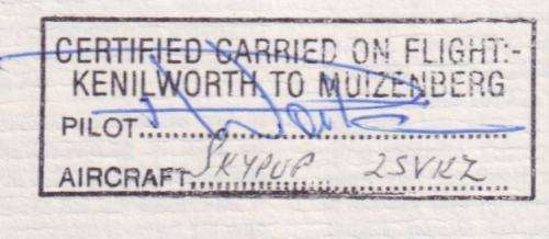 RECOVERED FROM CRASH COVER-CERTIFIED CARRIED ON FLIGHT KENILWORTH TO MUIZENBERG 1986