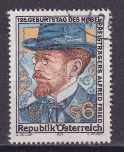 AUSTRIA STAMPS - 1989 The 125th Anniversary of the Birth of Nobel Prize Recipient Alfred Fried